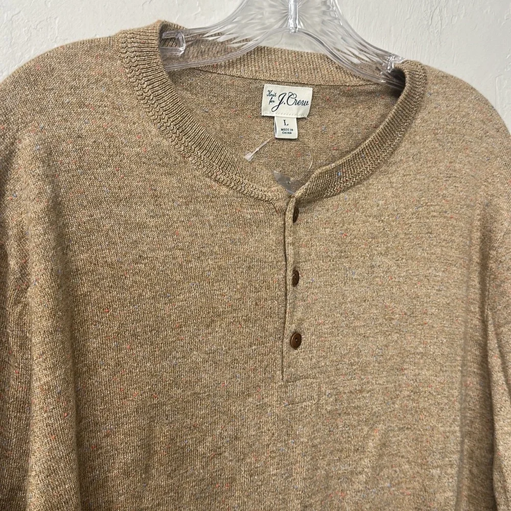 J.Crew knit Tan 3 button sweater size large.NWT